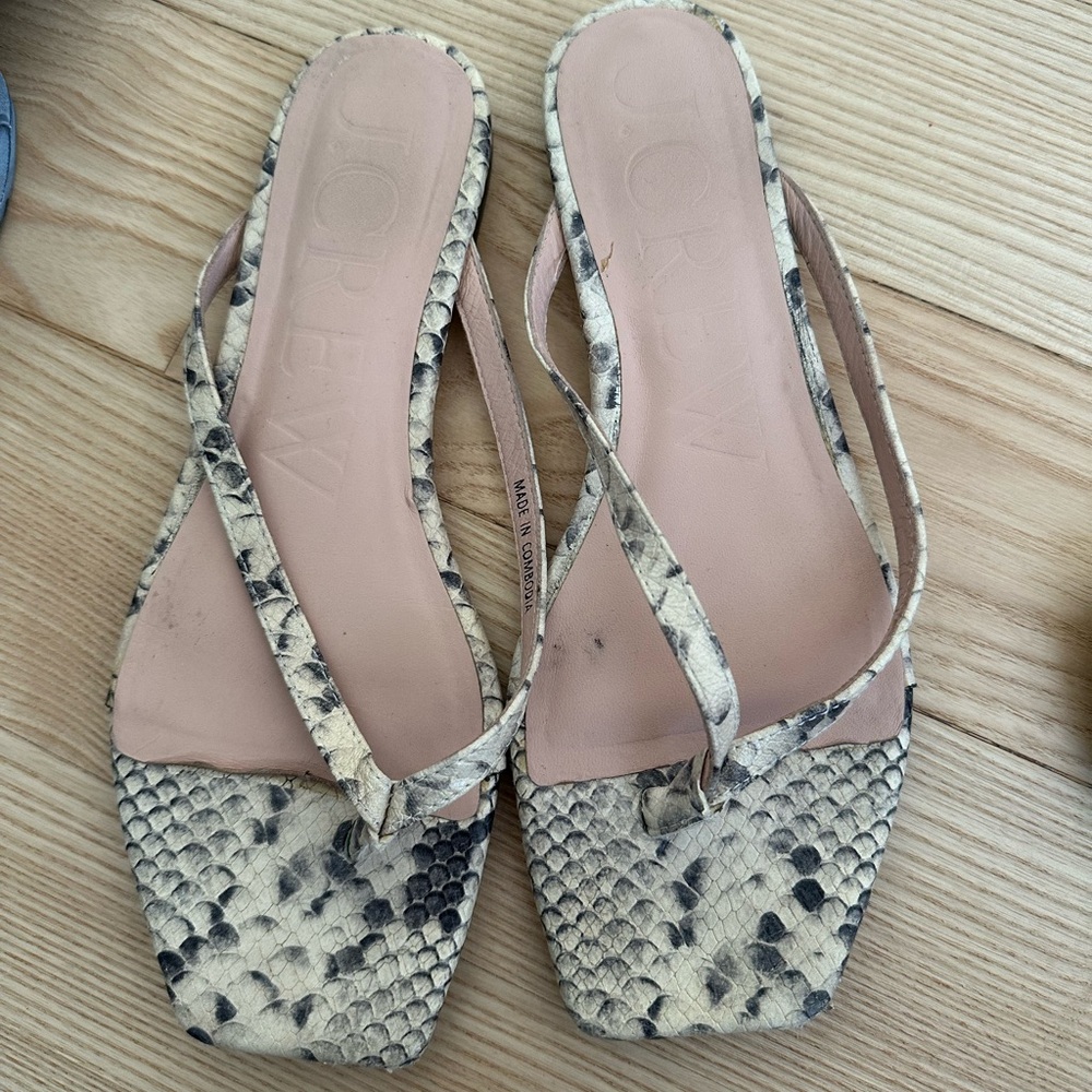 Jcrew Snakeskin Flip Flop Sandals Size 9